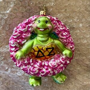 Christopher Radko Delta Zeta DZ Sorority Turtle Ornament ULTRA RARE!